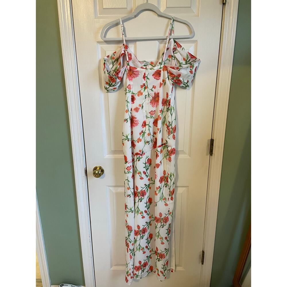 Hello Molly Maxi Dress Sz XS Rose Reverie Off The Shoulder  Floral Lined Flowy - Picture 5 of 11